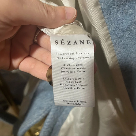 SÉZANE ~ Blue Joe Button Down Wool Coat Jacket - Picture 12 of 14